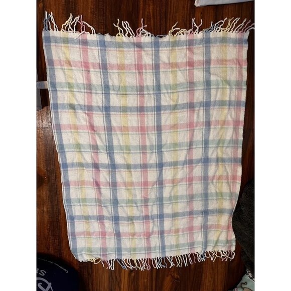 Vtg Baby Security Blanket JC Penney Made In USA 100% Acrylic Pastel Fringed 1980 - Picture 3 of 15